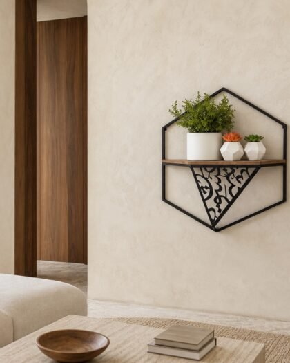 Arabisc Wall Shelf — House Triangle — Arabisc handcrafted metal and wood furniture, UAE