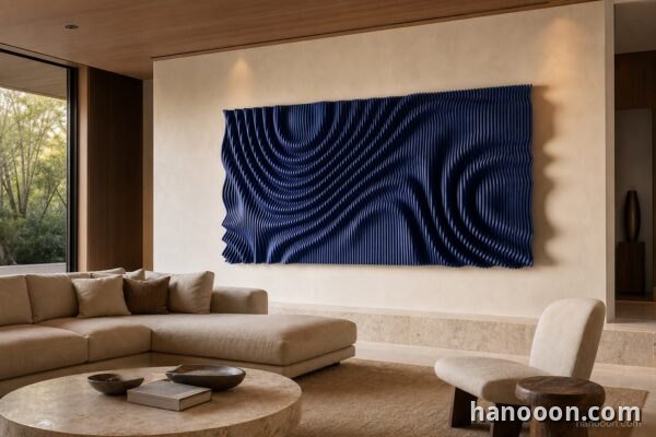 Navy Parametric 3D Wave Wall Sculpture — made to order in the UAE by Hanooon