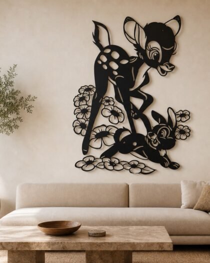 Doe & Fawn Floral Metal Wall Art — handcrafted in the UAE by Hanooon