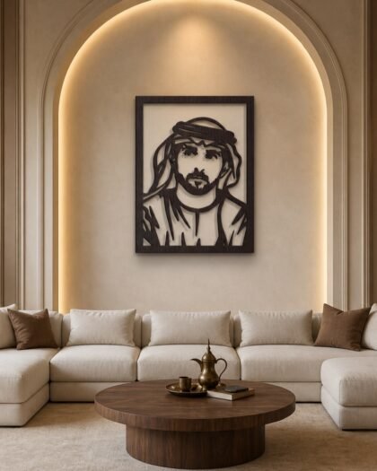 Sheikh Hamdan bin Rashid — Wood & Acrylic — handcrafted metal wall art, UAE