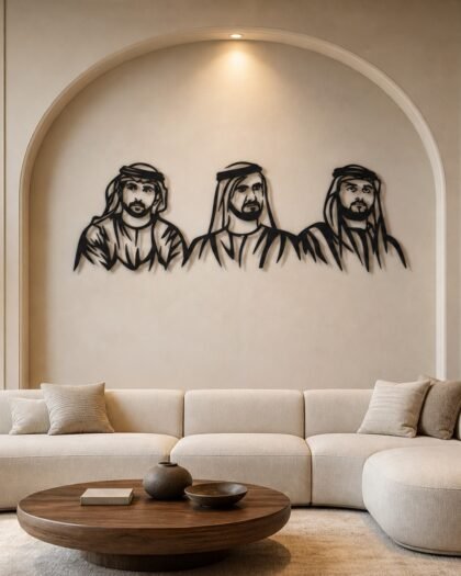 Sheikh Mohammed, Hamdan & Maktoum — Premium Metal — handcrafted metal wall art, UAE