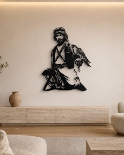 Sheikh Zayed bin Sultan Al Nahyan — Premium Metal — handcrafted metal wall art displayed in a premium UAE interior | Hanooon
