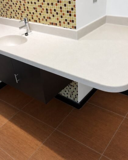 Corian Bathroom Vanities — Corian solid surface, supplied and installed in Abu Dhabi by Hanooon