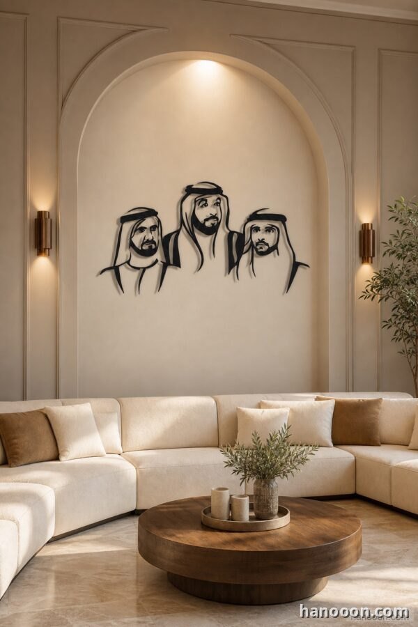 Sheikh Khalifa, Mohammed & Hamdan — Premium Metal — metal wall art made to order in the UAE