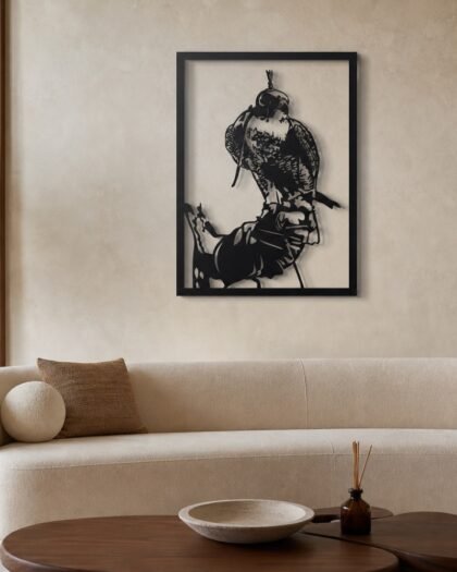 Arabic Falcon Wall Art — Wood & Acrylic — handcrafted metal wall art, UAE