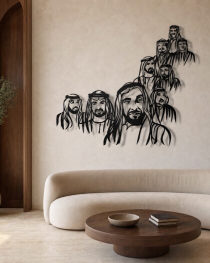 UAE Map Wall Art — Wood & Acrylic (MPZN02) — handcrafted metal wall art, UAE