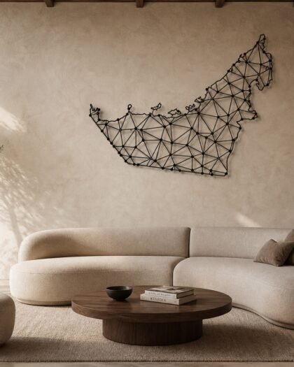 UAE Map Wall Art — Wood & Acrylic (MPZN03) — handcrafted metal wall art, UAE