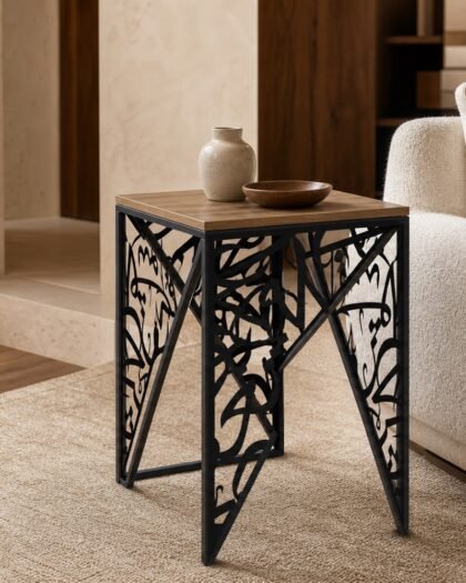 Arabisc Side Table (SDTZN01) — Arabisc handcrafted metal and wood furniture, UAE