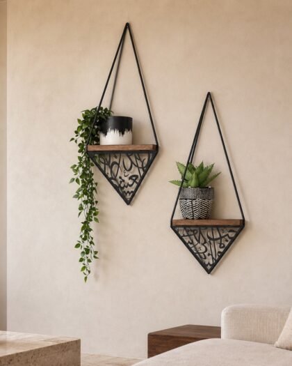 Arabisc Wall Shelf — 2pc Set — Arabisc handcrafted metal and wood furniture, UAE