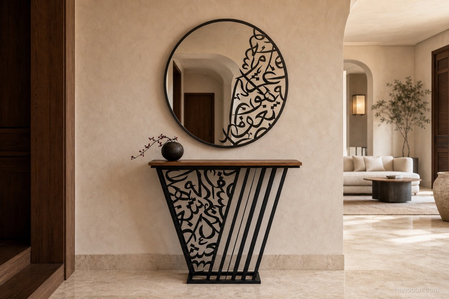 Arabisc Entrance Console — 2pc Set — Arabisc handcrafted metal and wood furniture, UAE