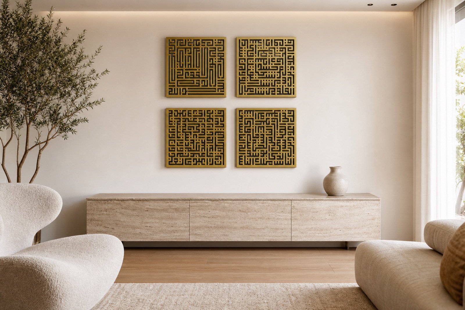 Four Quls Wall Art — 4 Piece Set — handcrafted metal wall art displayed in a premium UAE interior | Hanooon