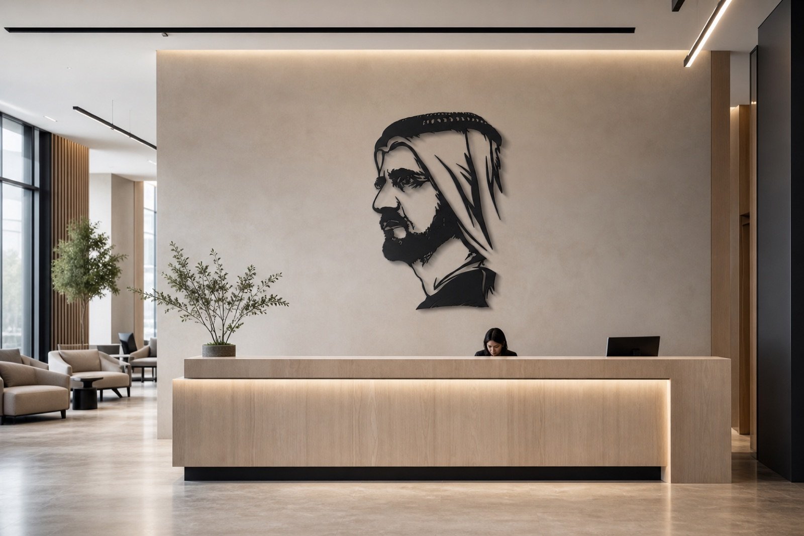 Sheikh Mohammed bin Rashid — Premium Metal — handcrafted wall art displayed in a premium UAE interior | Hanooon