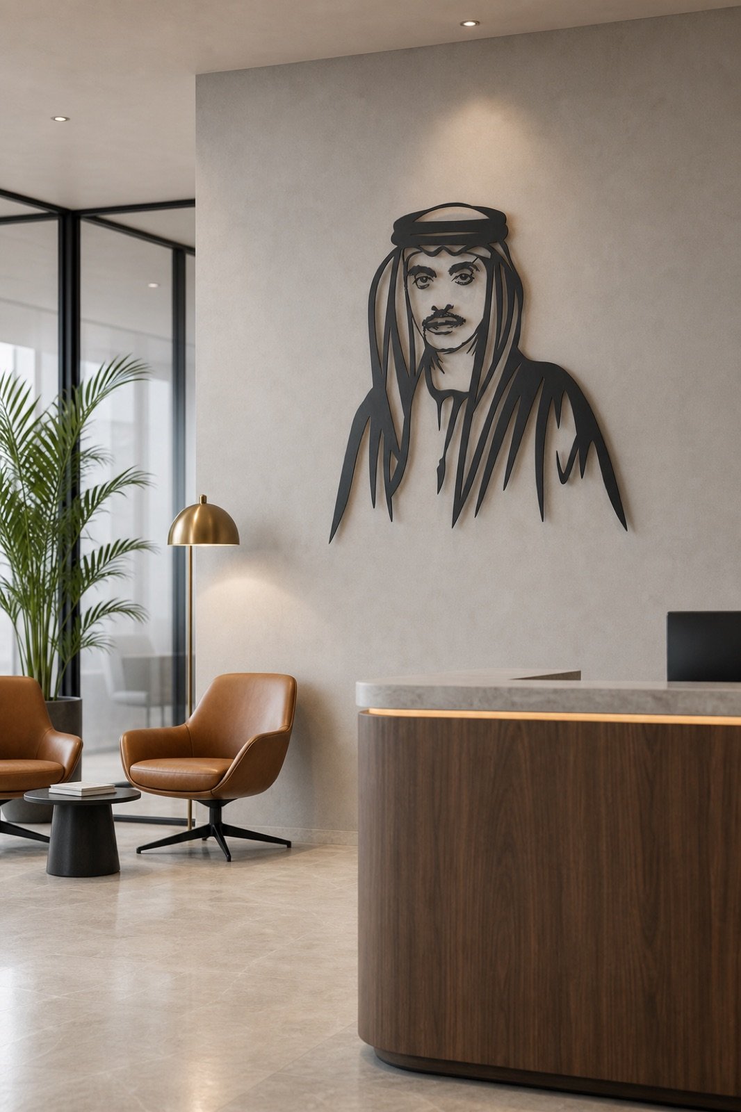 Sheikh Hazza bin Zayed — Premium Metal — handcrafted metal wall art displayed in a premium UAE interior | Hanooon (view 2)