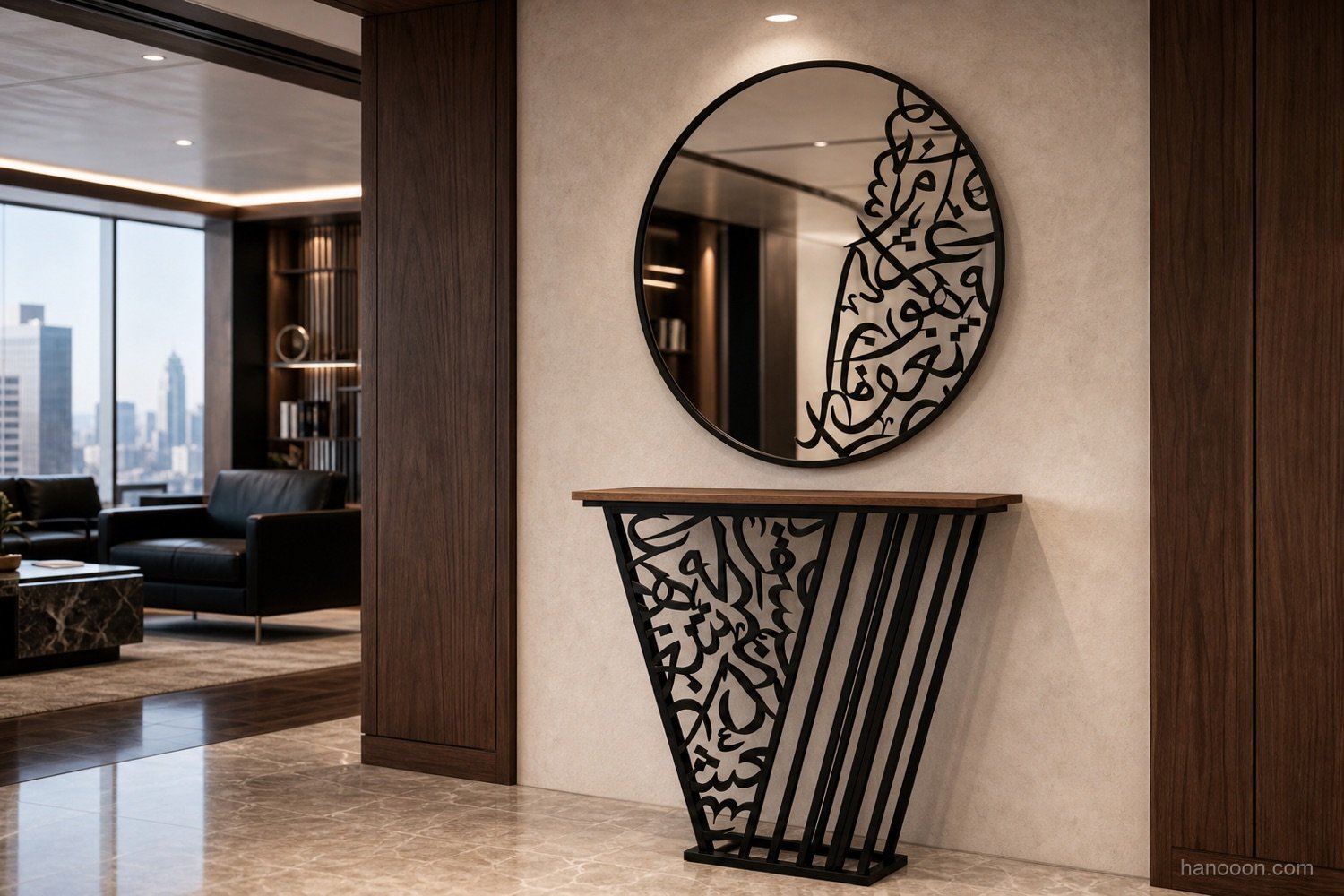 Arabisc Entrance Console — 2pc Set — Arabisc handcrafted metal and wood furniture, UAE
