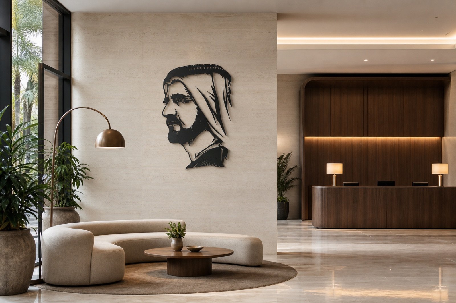 Sheikh Mohammed bin Rashid — Premium Metal — handcrafted wall art displayed in a premium UAE interior | Hanooon