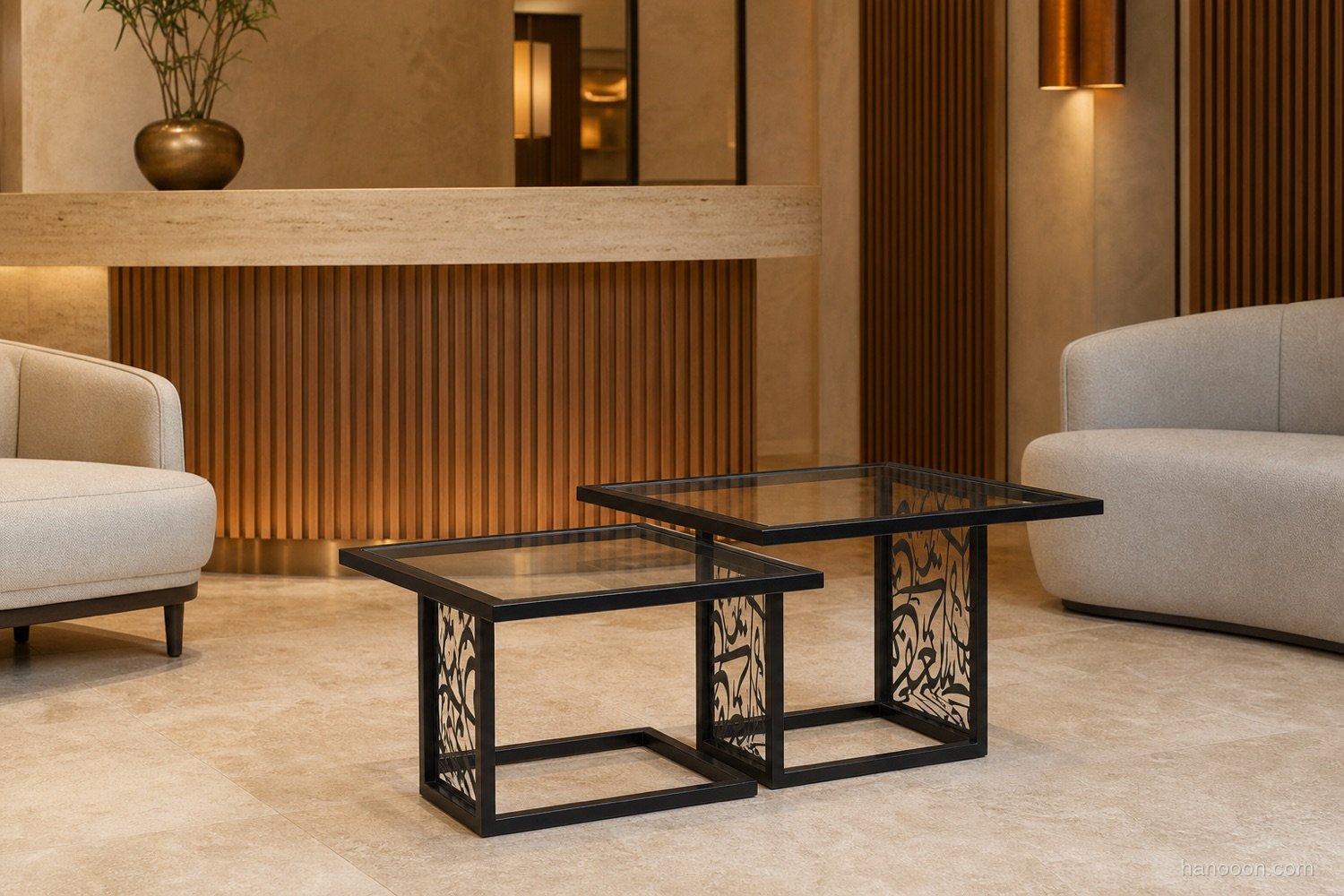 Arabisc Coffee Table (CFTZN01) — Arabisc handcrafted metal and wood furniture, UAE