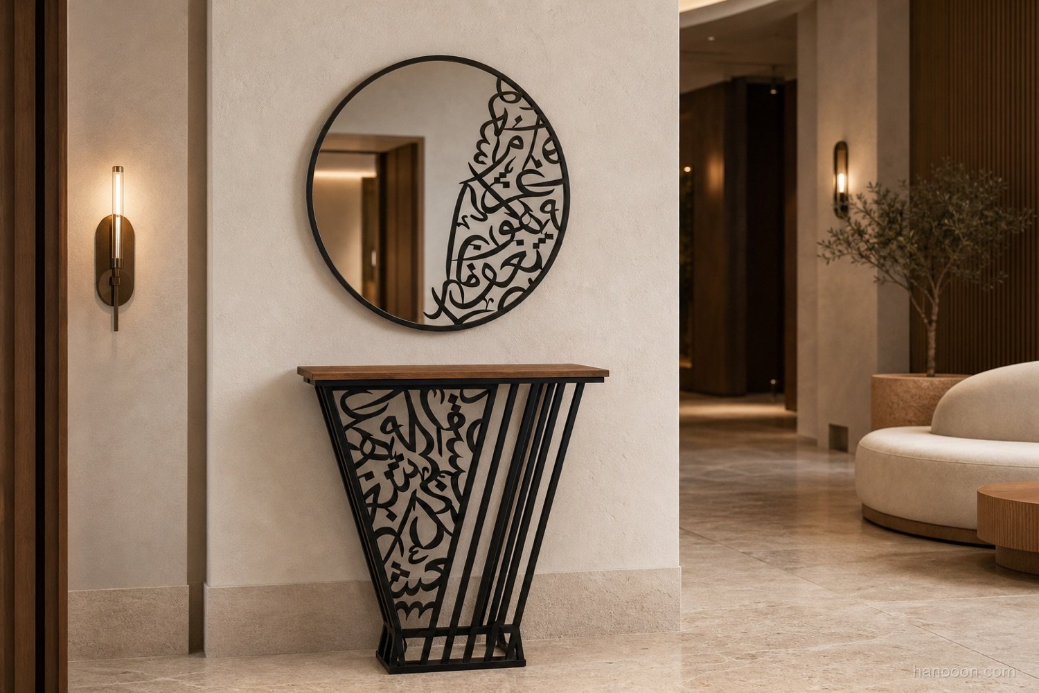 Arabisc Entrance Console — 2pc Set — Arabisc handcrafted metal and wood furniture, UAE