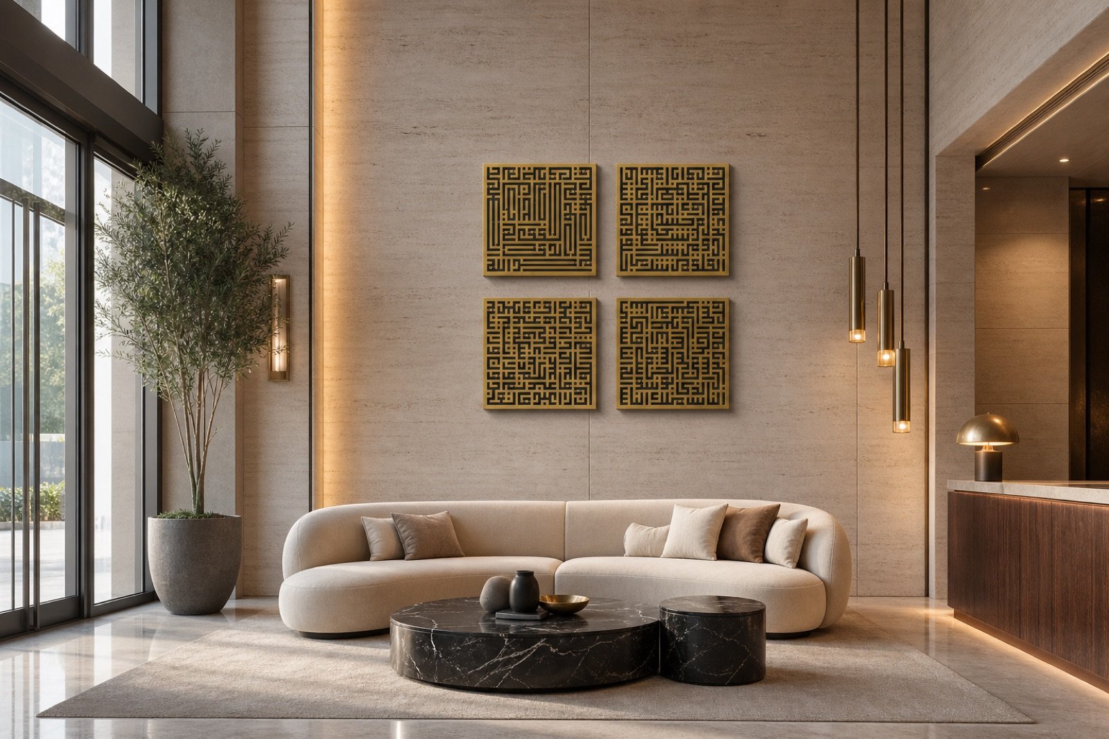 Four Quls Wall Art — 4 Piece Set — handcrafted metal wall art displayed in a premium UAE interior | Hanooon (view 4)