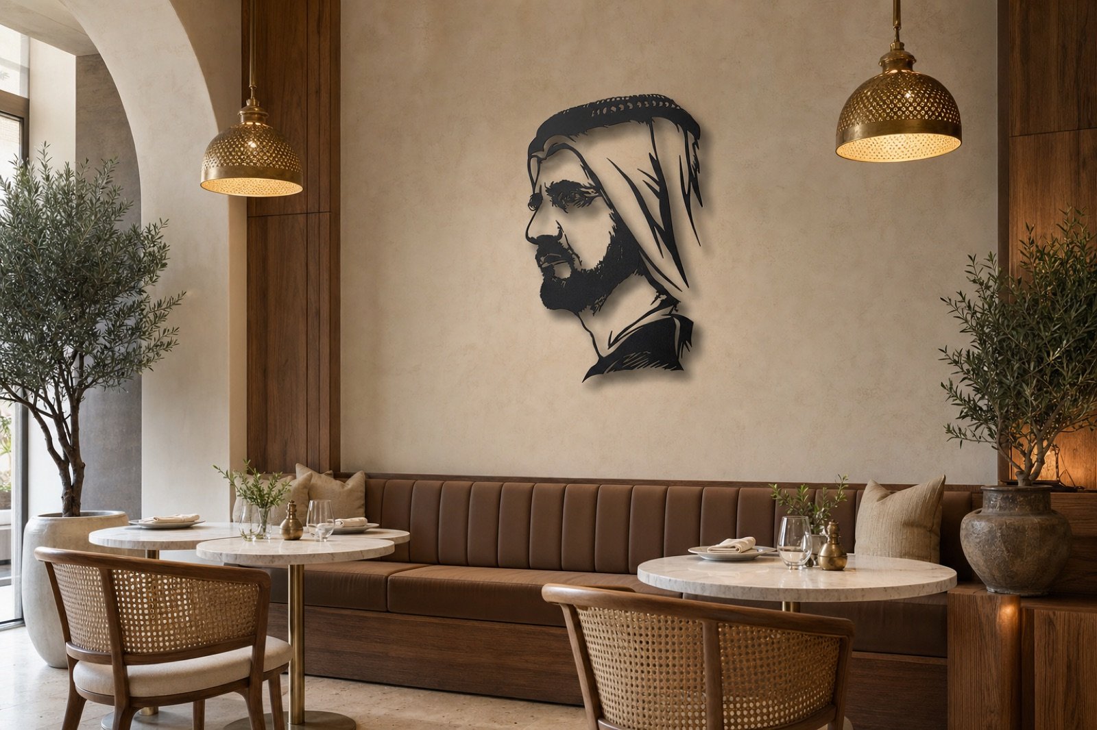 Sheikh Mohammed bin Rashid — Premium Metal — handcrafted wall art displayed in a premium UAE interior | Hanooon