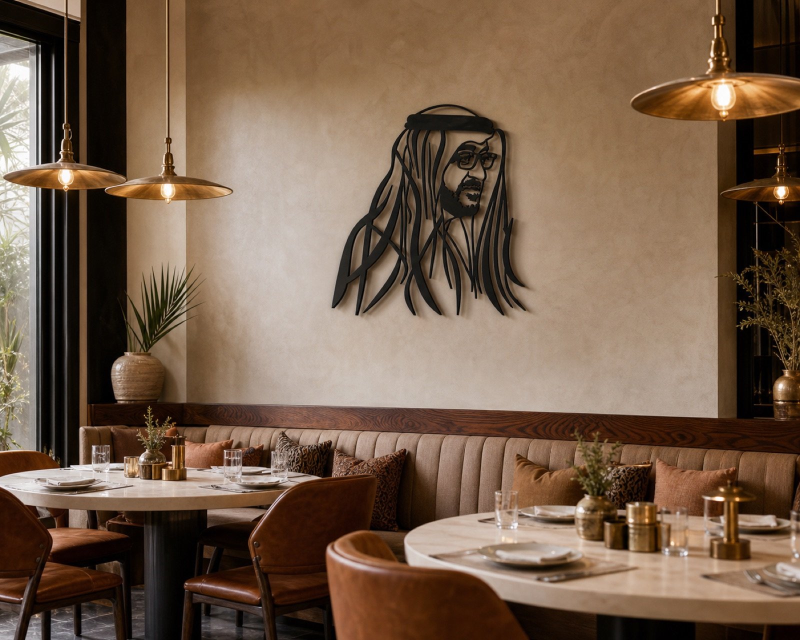 Sheikh Mohammed bin Zayed — Profile Edition (Metal) — handcrafted wall art displayed in a premium UAE interior | Hanooon