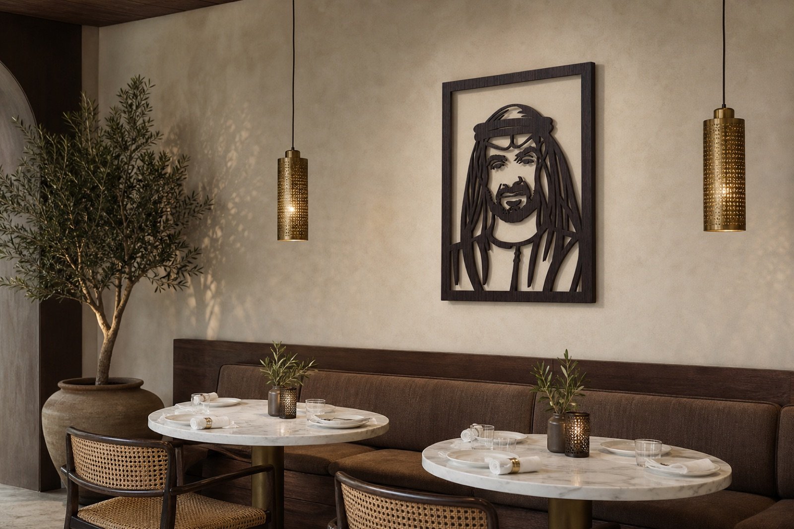 Sheikh Mohammed bin Zayed — Wood & Acrylic, Framed — handcrafted wall art displayed in a premium UAE interior | Hanooon
