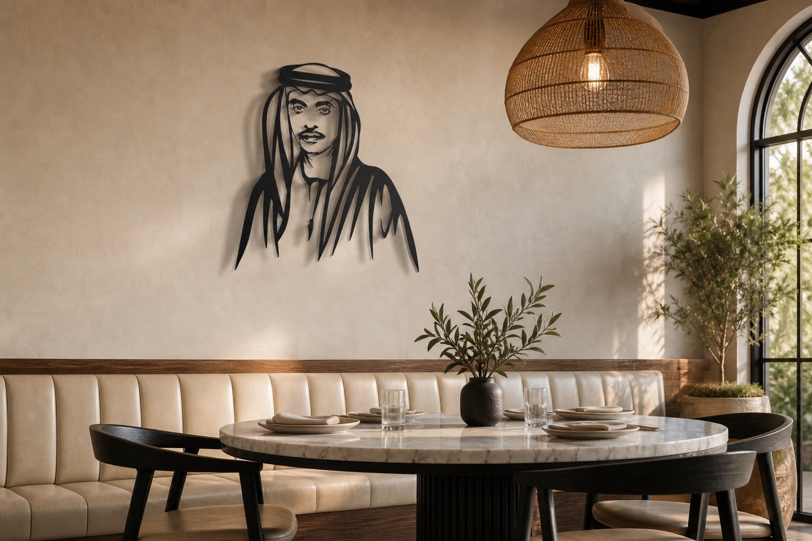 Sheikh Hazza bin Zayed — Premium Metal — handcrafted metal wall art displayed in a premium UAE interior | Hanooon (view 5)