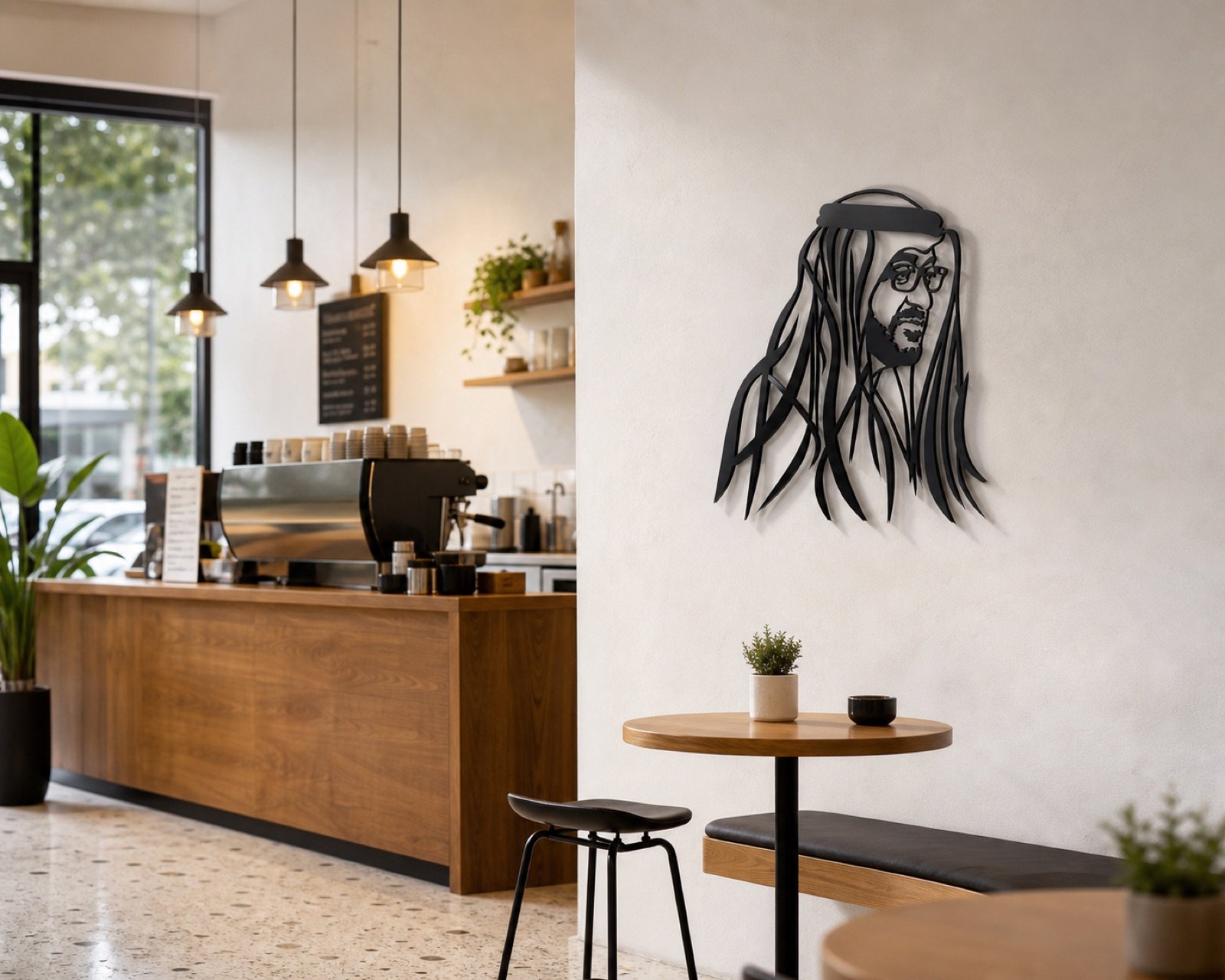 Sheikh Mohammed bin Zayed — Profile Edition (Metal) — handcrafted wall art displayed in a premium UAE interior | Hanooon