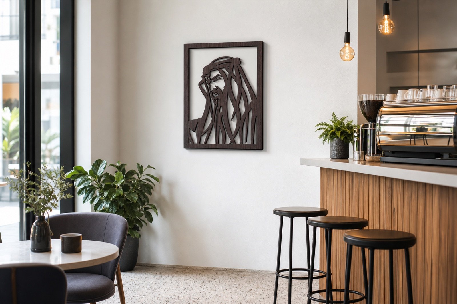 Sheikh Mohammed bin Zayed — Wood & Acrylic, Artistic — handcrafted wall art displayed in a premium UAE interior | Hanooon
