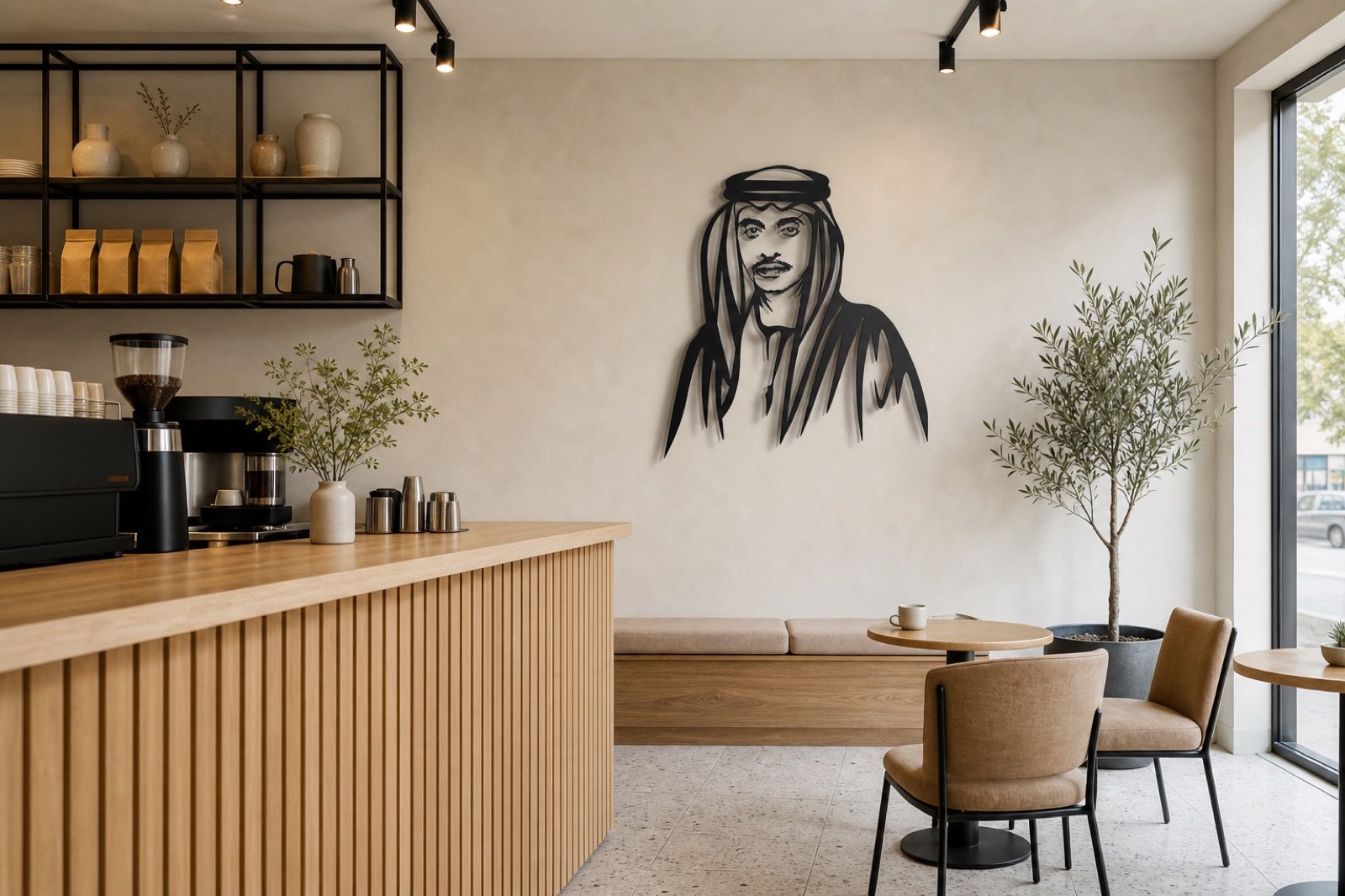 Sheikh Hazza bin Zayed — Premium Metal — handcrafted metal wall art displayed in a premium UAE interior | Hanooon (view 6)