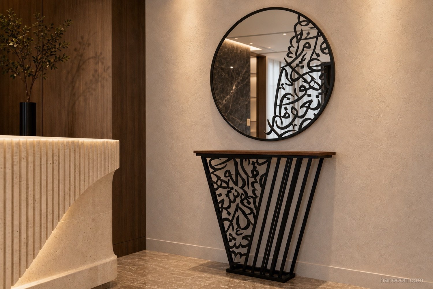 Arabisc Entrance Console — 2pc Set — Arabisc handcrafted metal and wood furniture, UAE