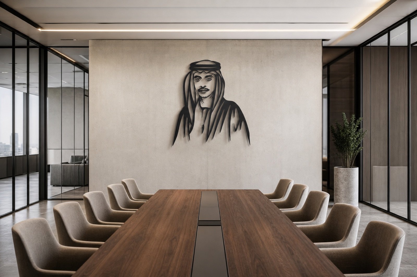 Sheikh Hazza bin Zayed — Premium Metal — handcrafted metal wall art displayed in a premium UAE interior | Hanooon (view 7)