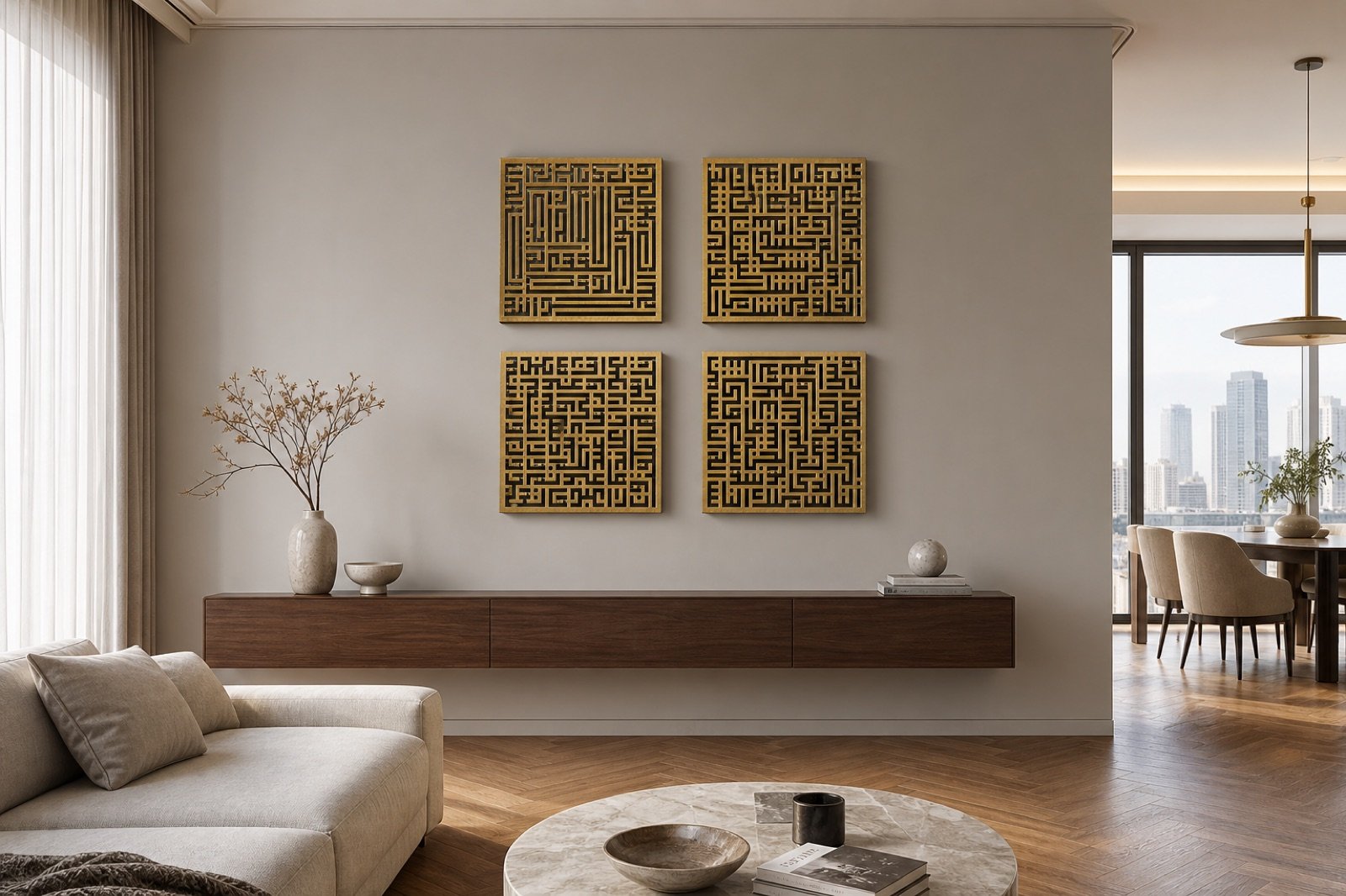 Four Quls Wall Art — 4 Piece Set — handcrafted metal wall art displayed in a premium UAE interior | Hanooon (view 8)