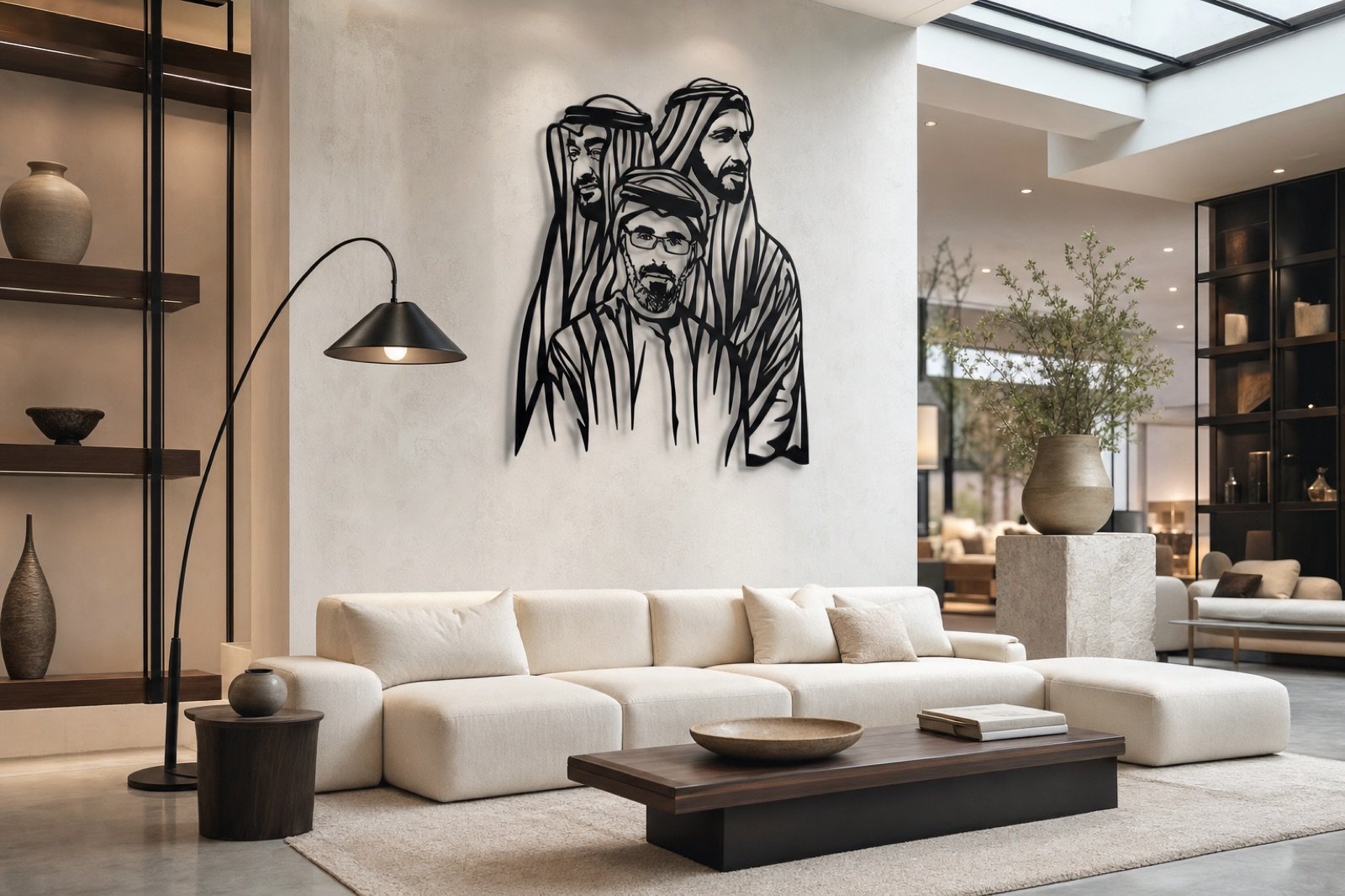Abu Dhabi Royal Family — 2024 Edition (Premium Metal) — handcrafted metal wall art displayed in a premium UAE interior | Hanooon