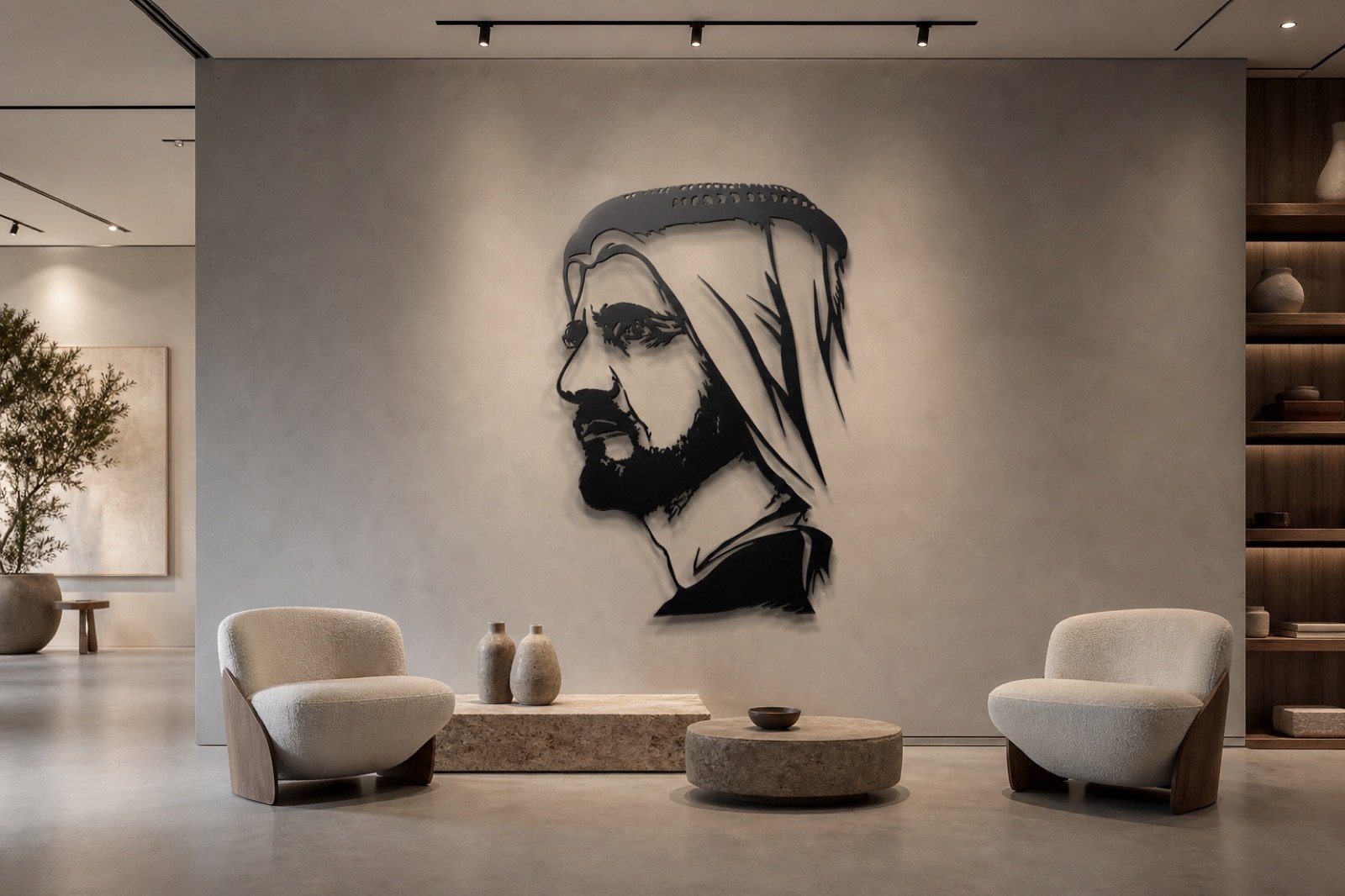 Sheikh Mohammed bin Rashid — Premium Metal — handcrafted wall art displayed in a premium UAE interior | Hanooon
