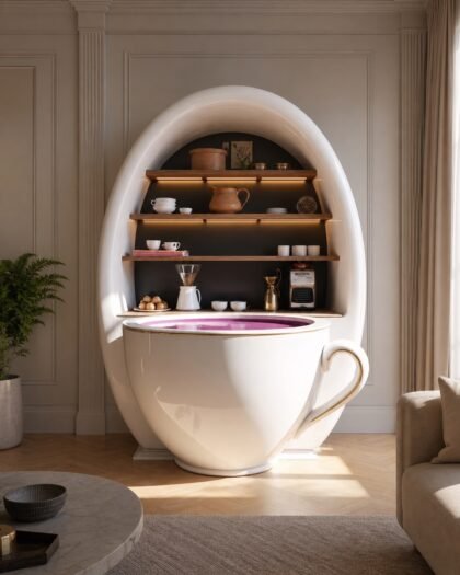 Coffee Corner — egg-frame giant teacup coffee station, Hanooon UAE