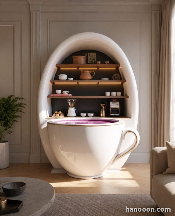 Coffee Corner — egg-frame giant teacup coffee station, Hanooon UAE
