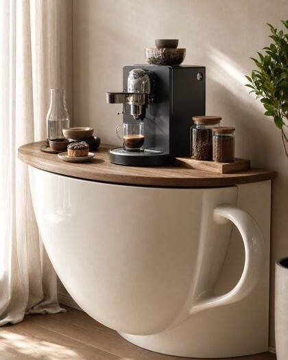 Coffee Corner Petite — wall-mounted cup-shaped coffee cabinet, Hanooon UAE