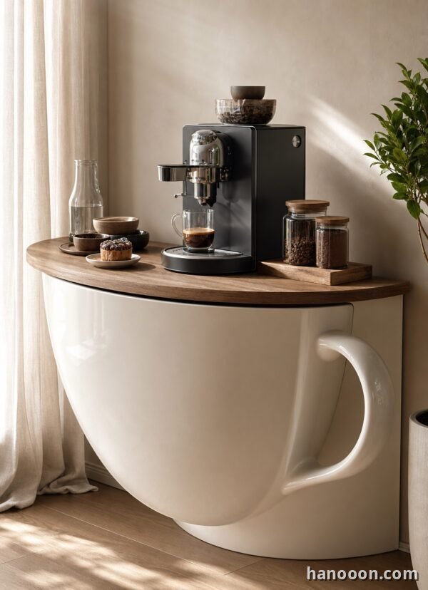 Coffee Corner Petite — wall-mounted cup-shaped coffee cabinet, Hanooon UAE