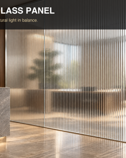 Reeded Glass Panel, custom handcrafted in UAE