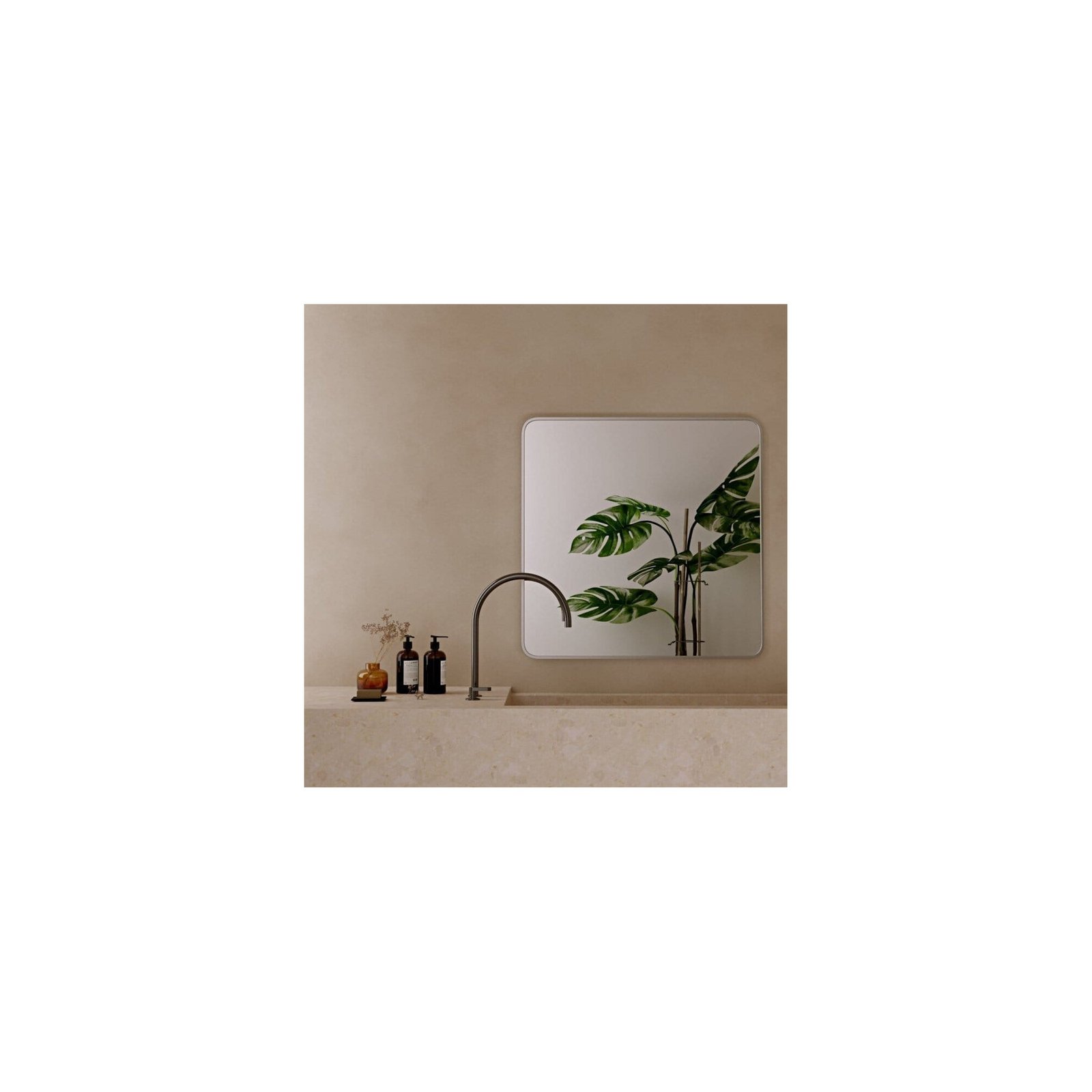 Rounded rectangle large vanity makeup mirror, custom UAE