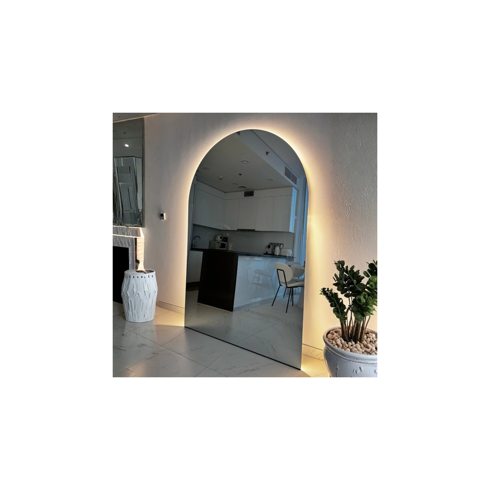 Backlit arch full-length LED floor mirror with lighting, custom UAE