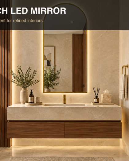 Gold Arch LED Mirror, custom handcrafted in UAE