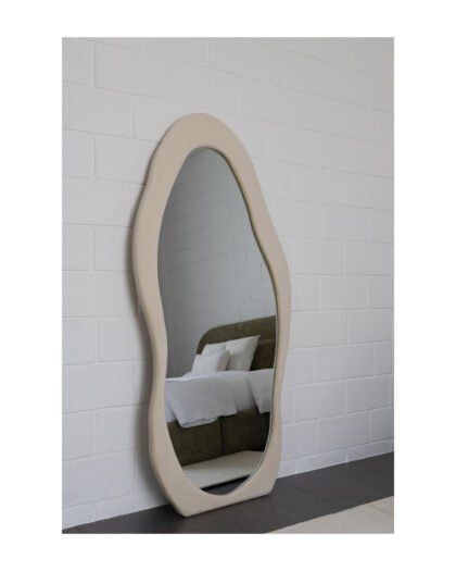 Off-white organic shaped boho standing floor mirror, custom UAE