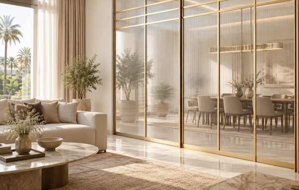 Gold Frame Glass Partition — wall mirror — made to order in the UAE