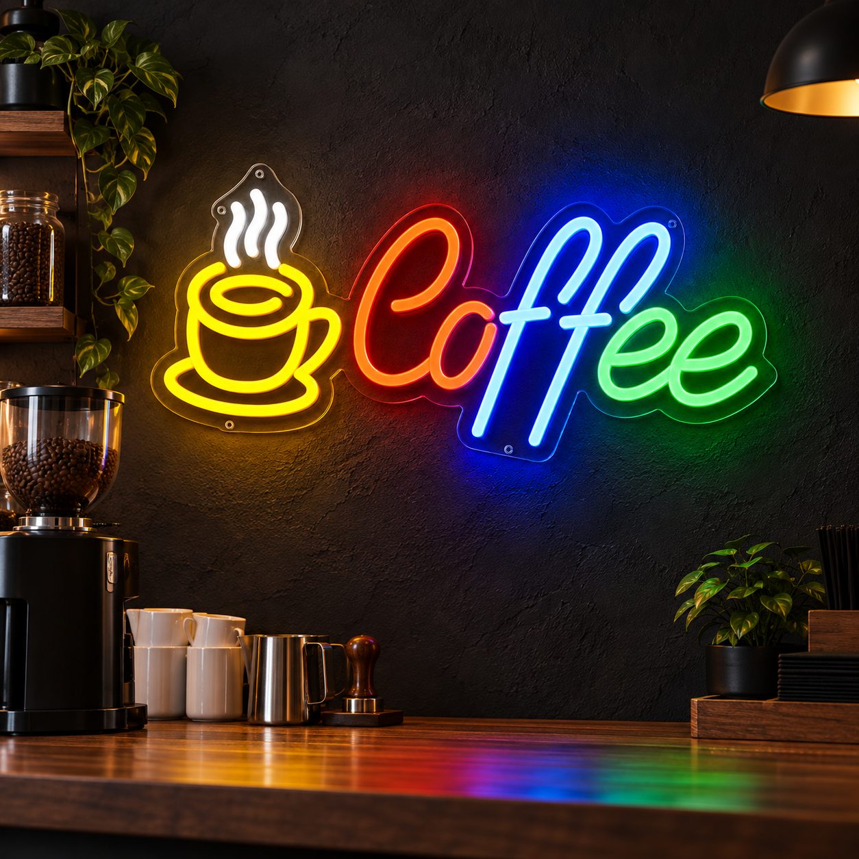 Coffee Cup Neon Sign – Multicolour - Image 2