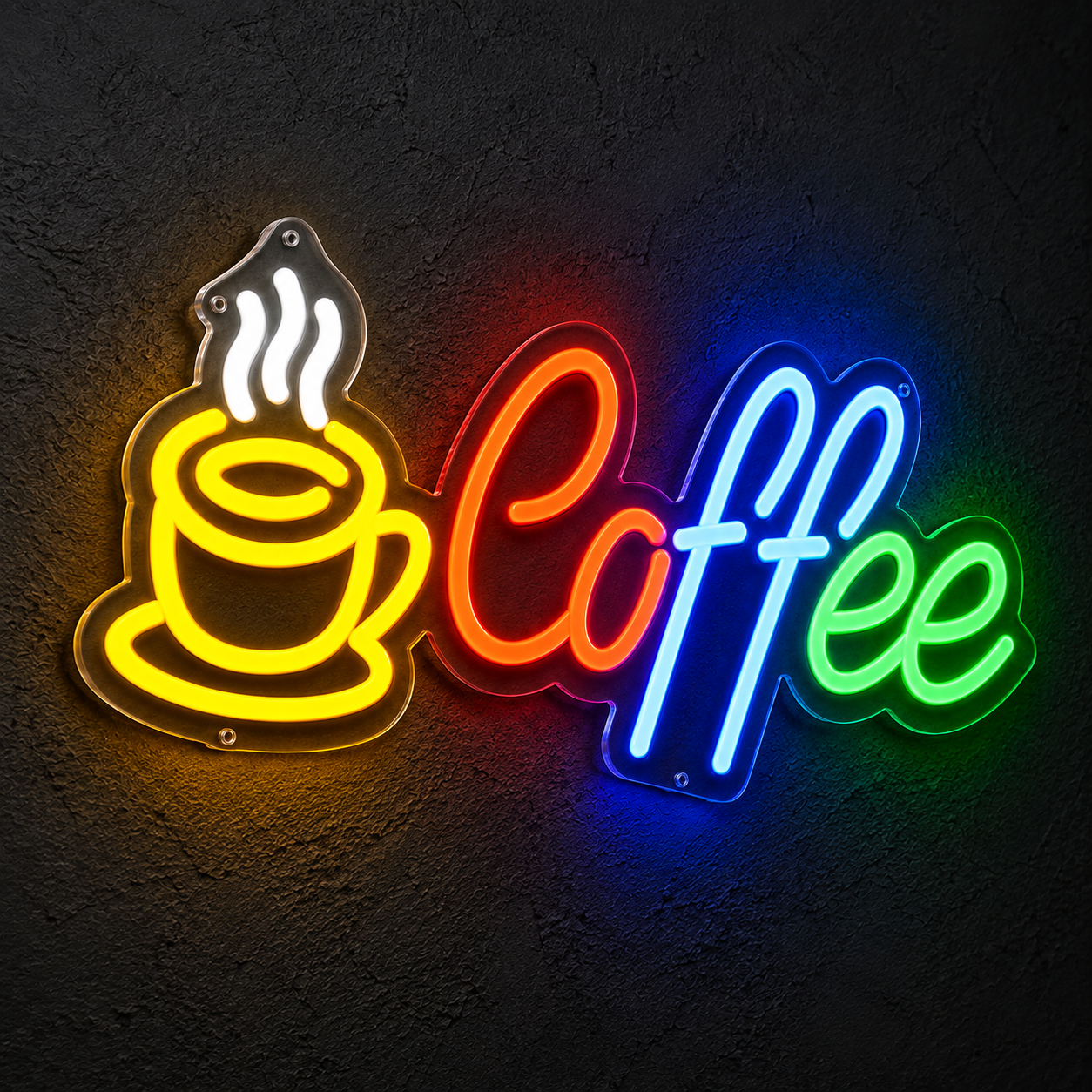 Coffee Cup Neon Sign – Multicolour - Image 3
