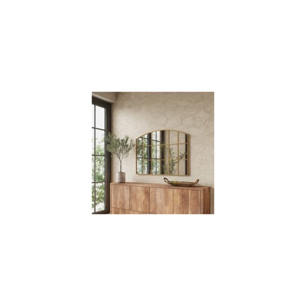 Gold Grid Half-Arch Mirror – Decorative Statement Mirror UAE — wall mirror — made to order in the UAE