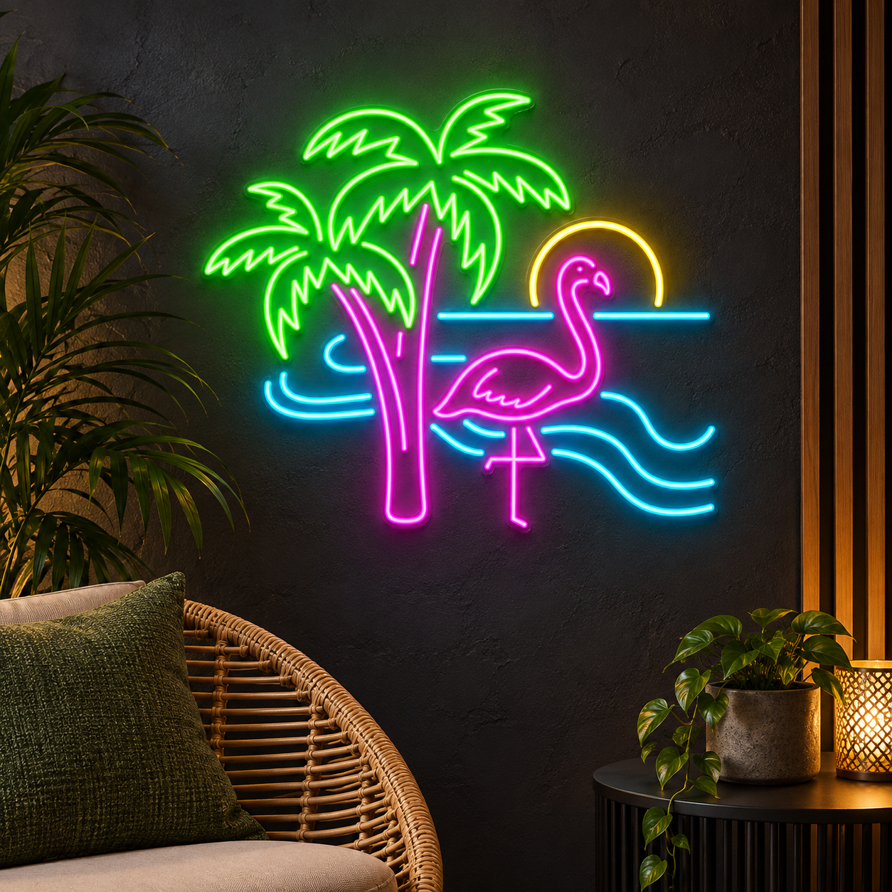 Flamingo Tropical Neon Sign - Image 2