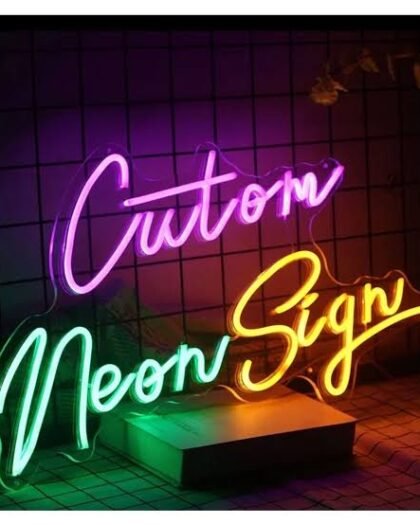 Custom multicolour neon sign personalised text, handcrafted in Abu Dhabi UAE
