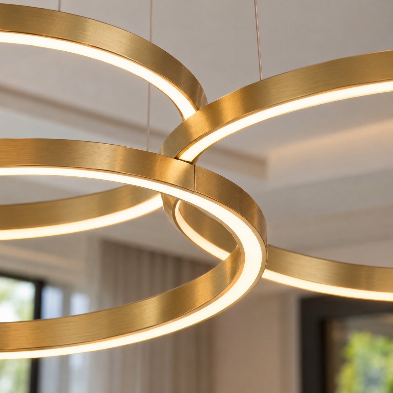 Close-up of the brushed gold ring edge and integrated warm LED light